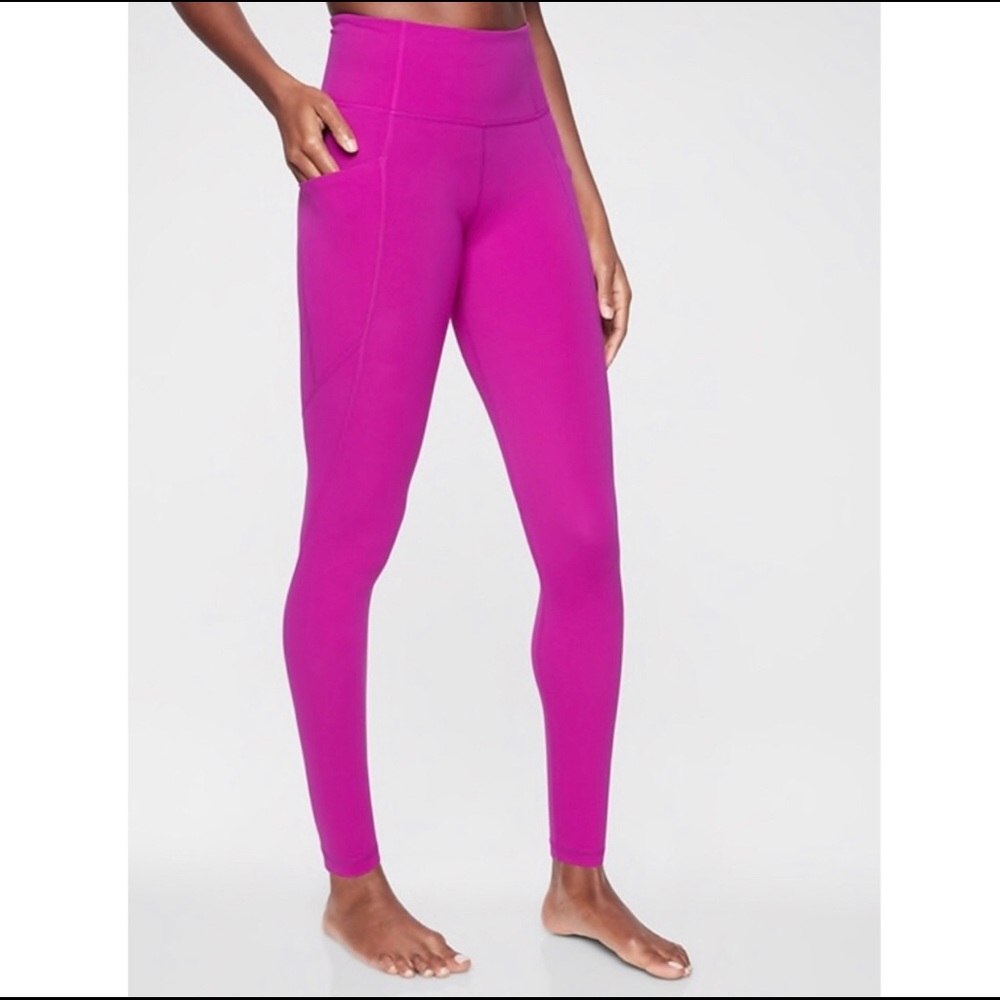 Athleta Fuschia Stash Pocket Salutation Tight